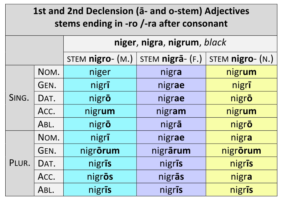 1st and 2nd Declension Adjectives: Stems ending in -ro after a consonant