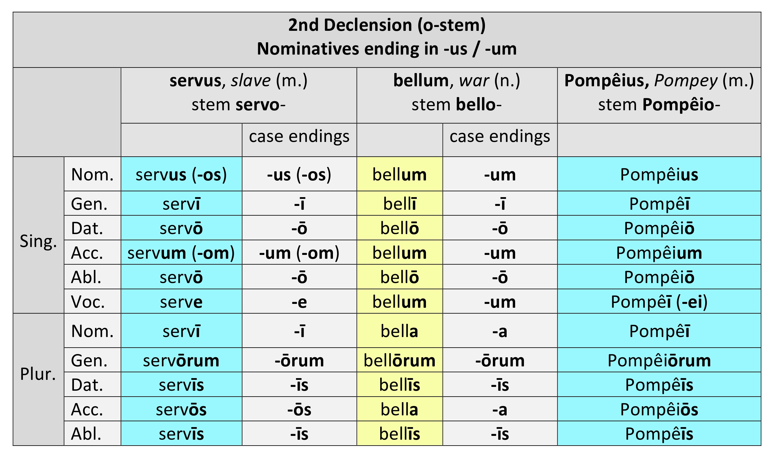 nominative latin endings