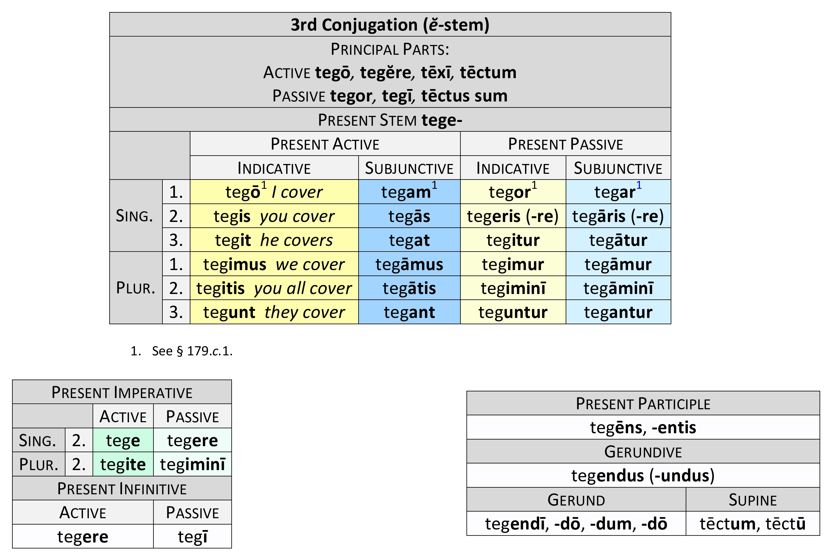  3rd Conjugation ĕ-stem Present paradigm