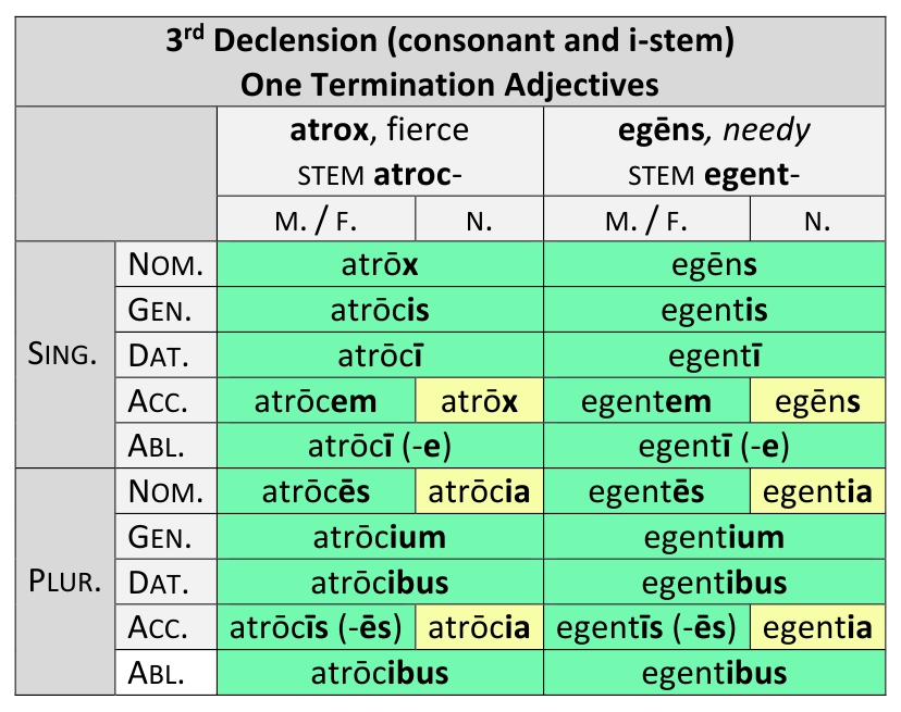 3rd Declension Adjectives of one termination