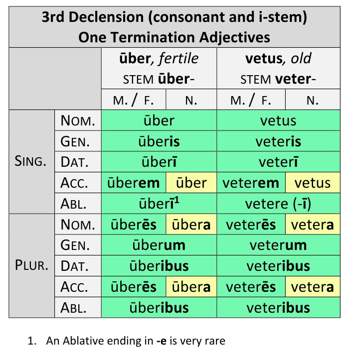 3rd Decl. (Cons. and i-stem) Adj., 1 Termination (2 of 4)