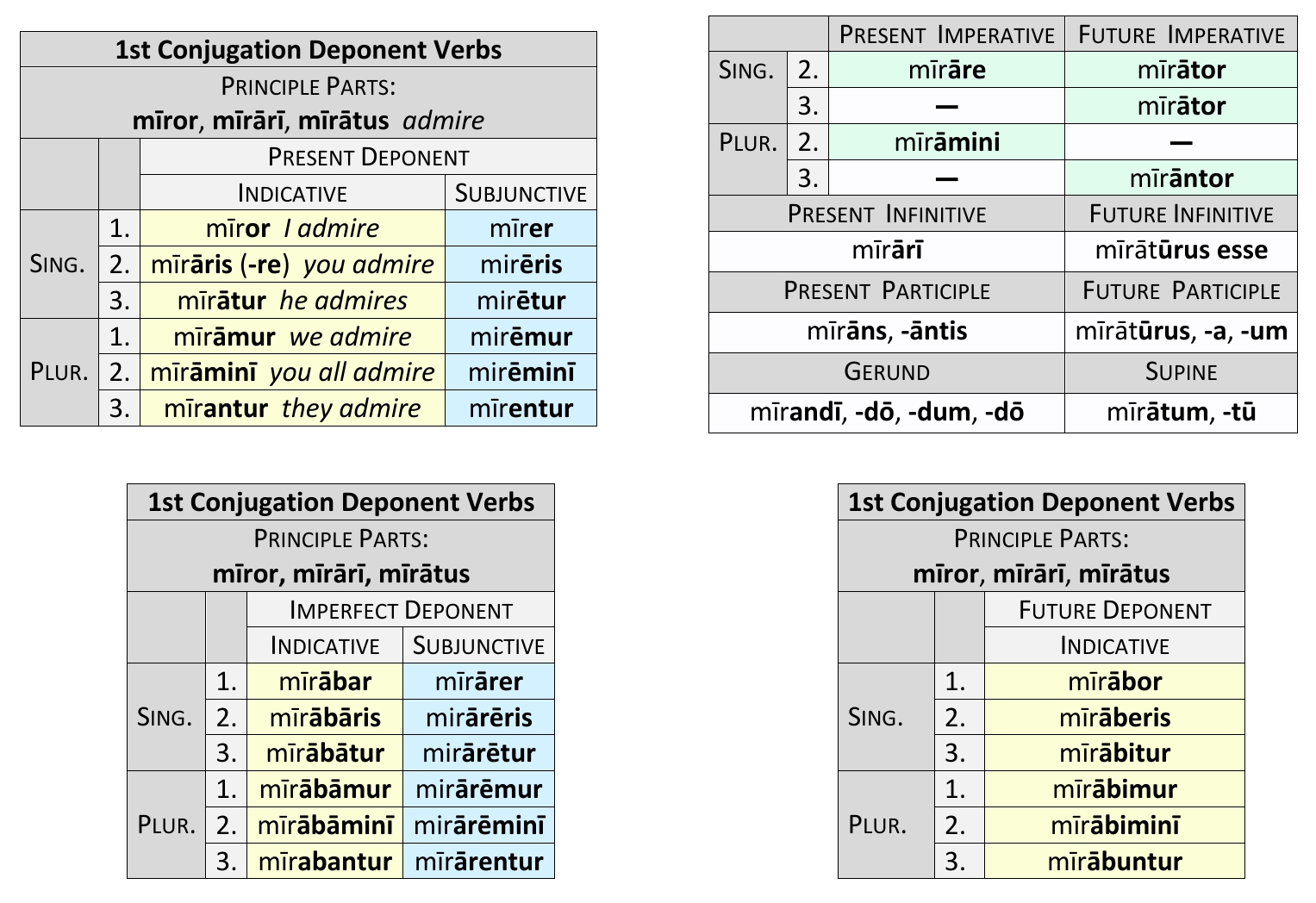 1st conjugation Deponent Present System synopsis