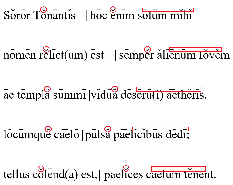 Hercules Furens 1-5, with scansion