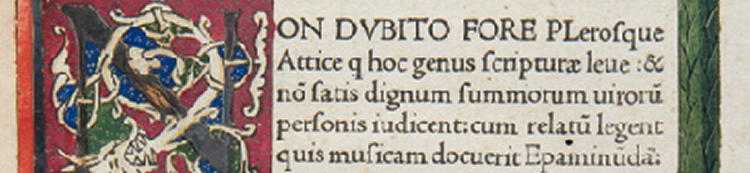 Cornelius Nepos: Vitae imperatorum, sive De vita illustrium virorum. Venice: Nicolaus Jenson, 8 Mar. 1471. Opening page of main text