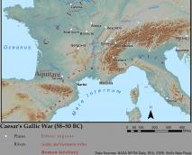 map of Gaul in Caesar's time