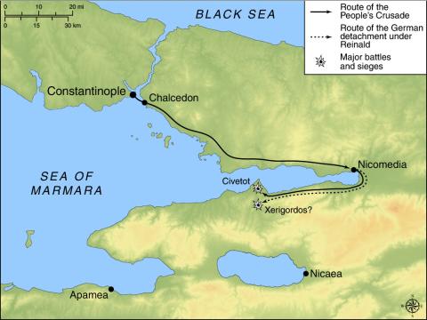 map of the People's Crusade in Asia Minor