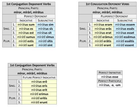 1st Conjugation Deponent Verbs Perfect System