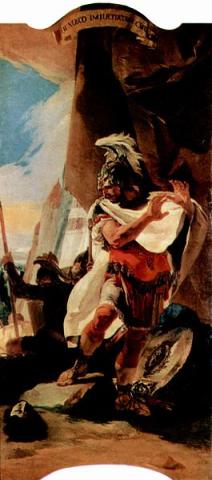 Hannibal recognizes the head of his brother Hasdrubal (c. 1728/1730) by Giovanni Battista Tiepolo (1696-1770). Oil on canvas. 383x182 cm. Now at the Kunsthistorisches Museum, Vienna.