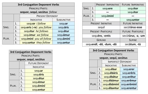 3rd Conjugation Deponent Verbs Present System