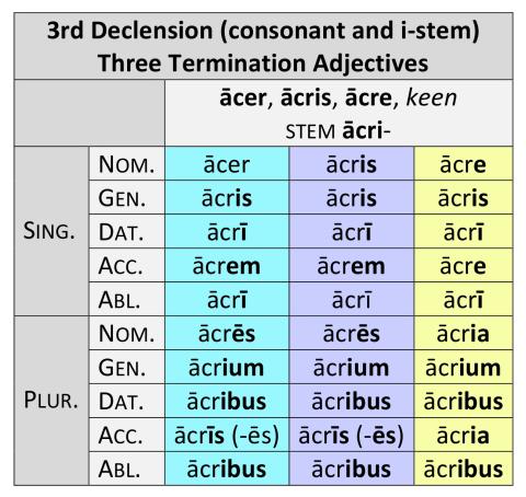 3rd Decl. (Cons. and i-stem) Adj., 3 Terminations