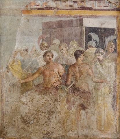 Achilles' surrender of Briseis to Agamemnon, from the House of the Tragic Poet in Pompeii, fresco, 1st century AD, now in the Naples National Archaeological Museum