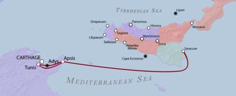 Regulus' invasion of Africa (256-255 BC). 