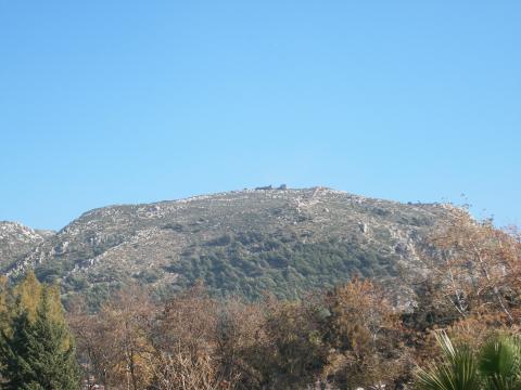 a view of Mt. Silpius with ruins of the citadel, Antioch