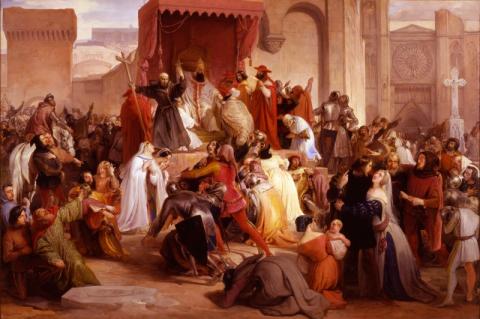 Pope Urban preaches the crusade