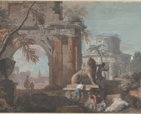 Marco Ricci Capriccio with Roman Ruins