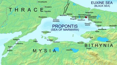 Map of Constantinople, Sea of Marmara, Nicomedia