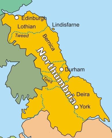 Map of Kingdom of Northumbria in AD 802