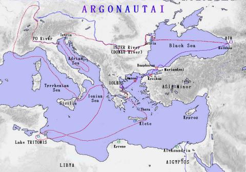 map of route of Argonauts