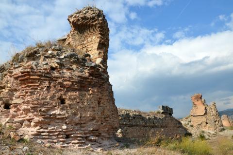 the ruins of a tower in the Byzantine walls at Nicaea (Iznik)