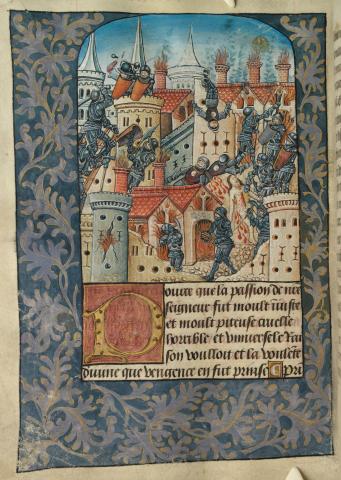 manuscript miniature of the siege and destruction of Jerusalem