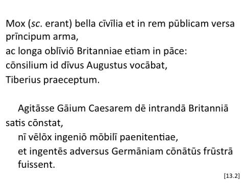 Tacitus Agricola 13.2 articulated