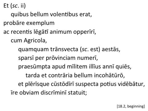 Tacitus Agricola 18.2 beginning articulated