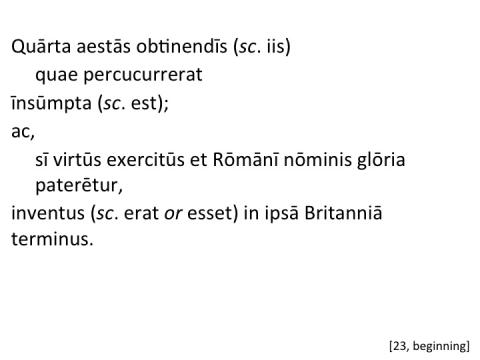 Tacitus Agricola 23 beginning articulated
