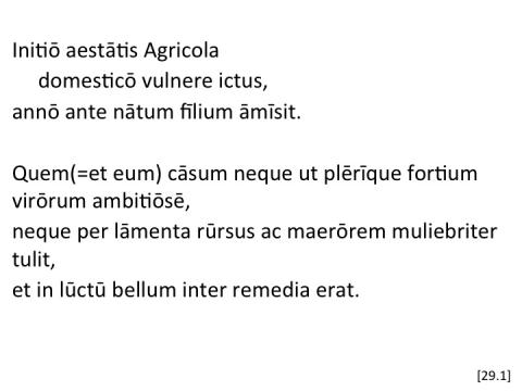 Tacitus Agricola 29.1 articulated