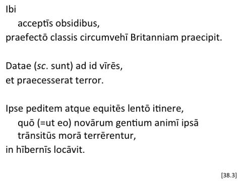 Tacitus Agricola 38.3 articulated