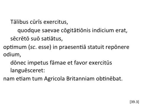 Tacitus Agricola 39.3 articulated
