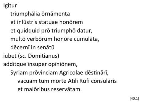 Tacitus Agricola 40.1 articulated