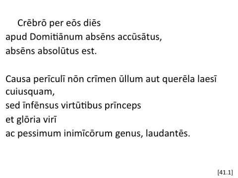 Tacitus Agricola 41.1 articulated