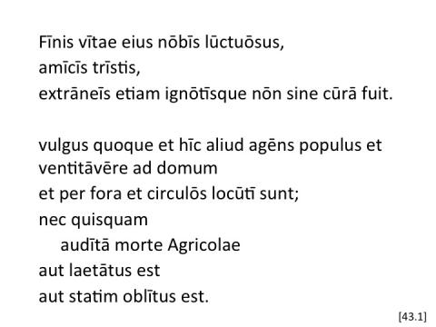 Tacitus Agricola 43.1 articulated