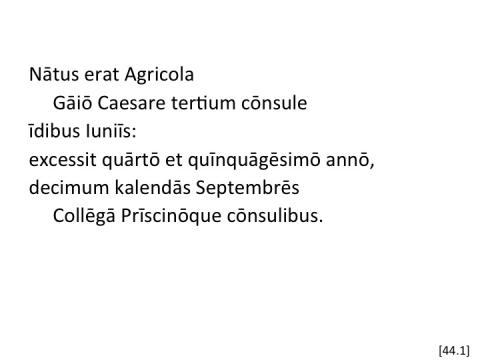 Tacitus Agricola 44.1 articulated