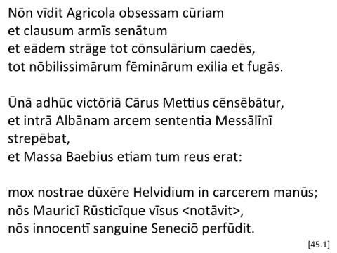 Tacitus Agricola 45.1 articulated