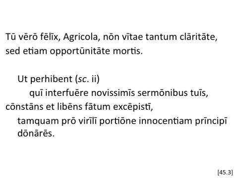 Tacitus Agricola 45.3 articulated