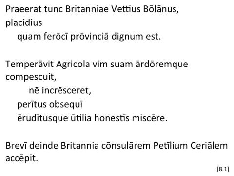 Tacitus Agricola 8.1 articulated