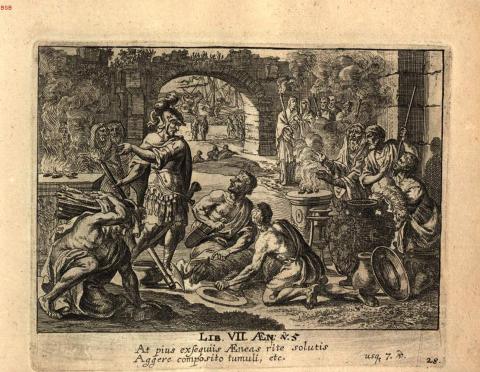 Eimmart: Aeneas leaves offerings for his nurse Caieta