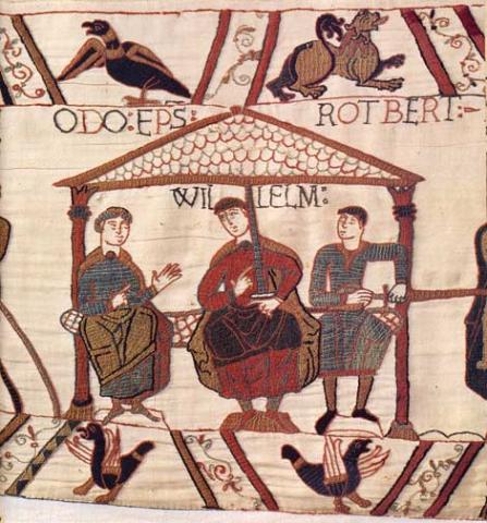 Robert of Normandy sitting on his father's left, from the Bayeux Tapestry