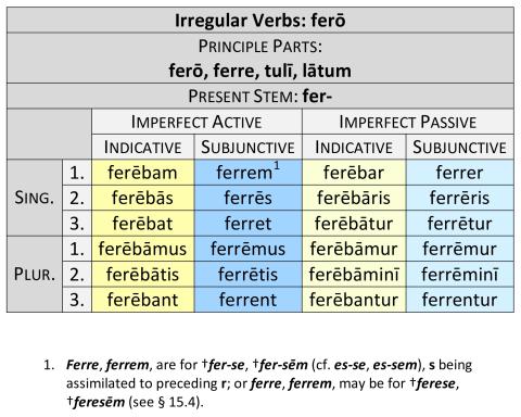 Irregular Verbs: Ferō Imperfect