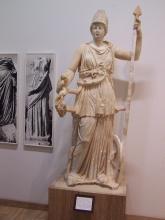 Marble statue of Minerva with helmet and spear