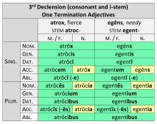 3rd Decl. (Cons. and i-stem) Adj., 1 Termination (1 of 4)