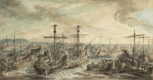 The Roman Fleet Victorious over the Carthaginians at the Battle of Cape Ecnomus (c. 1763) by Gabriel Jacques de Saint-Aubin (1724-1780). 