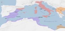 Carthaginian and Roman territory on the eve of the Second Punic War. 