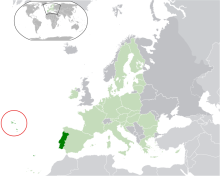 map showing the location of the Azores