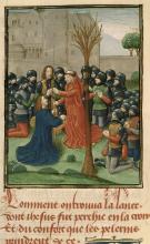 The finding of the Holy Lance.  Manuscript miniature