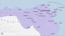 Carthage and Hinterland. Adapted from images © Ancient World Mapping Center: http://awmc.unc.edu/wordpress/alacarte/."
