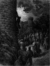 a crusader climbs into Firuz's tower