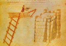 a hand-siphon and siege tower