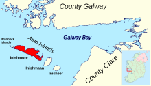 a map of Galway Bay with the Aran Islands, including Inishmore